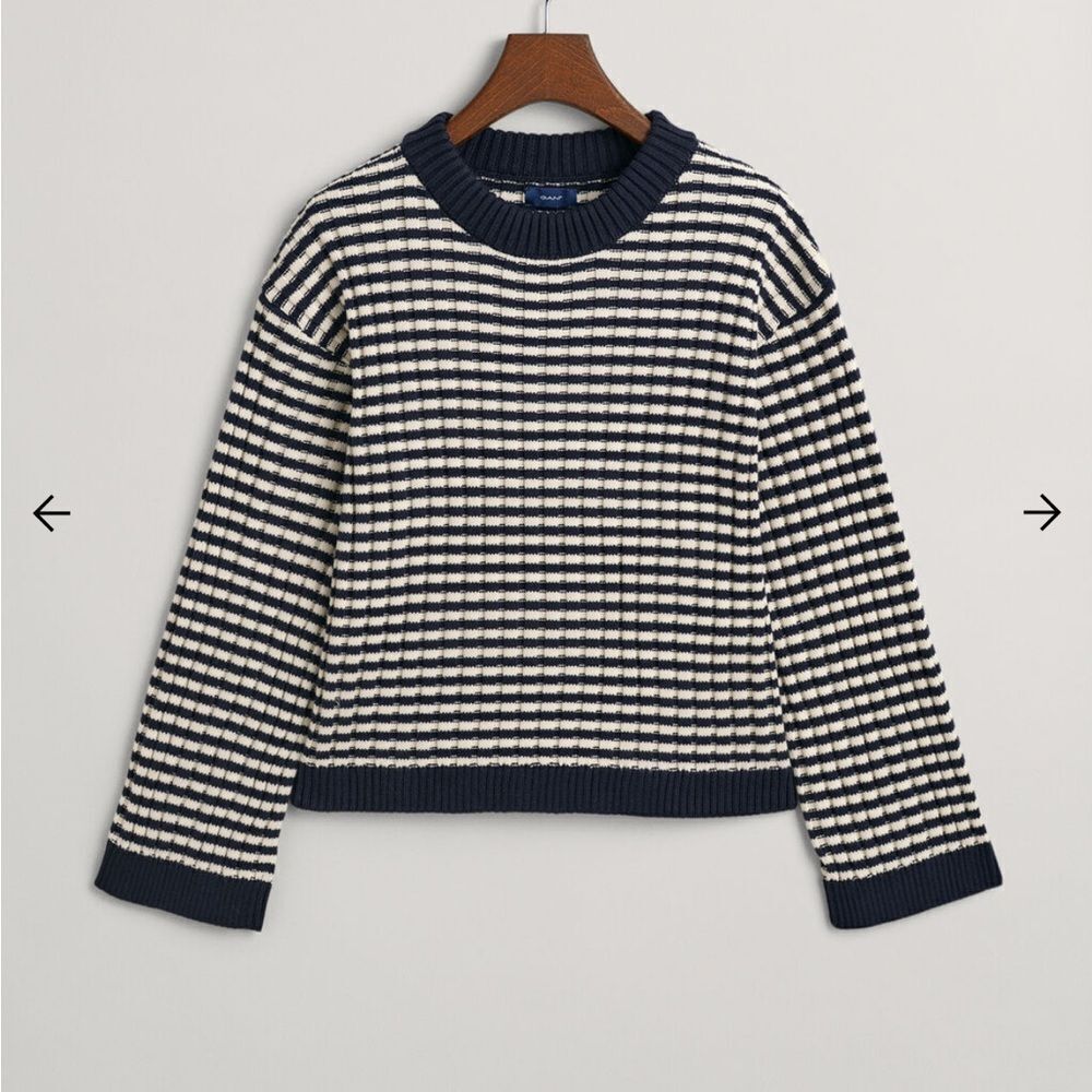 Gant Striped Cotton Rib Crew Neck Sweater XL NWT